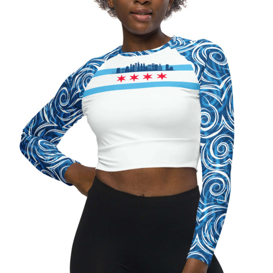 Crop-Top Rashguard: Dive Local CHICAGO