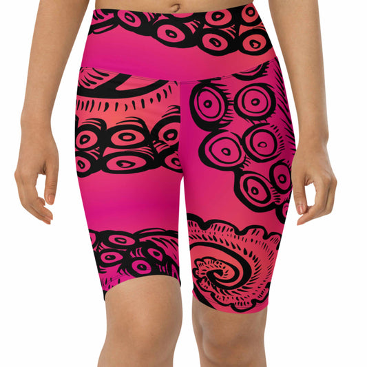 Full-Coverage Dive Shorts: Tentacle Twist in Pink Sunset (XS-3XL)