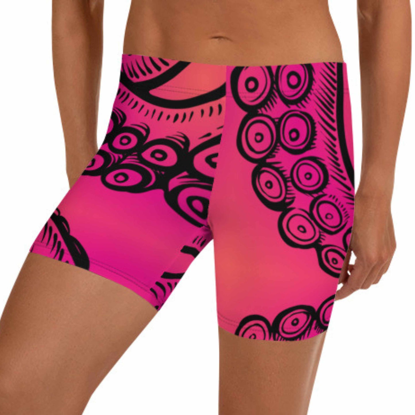 Mid-Rise Dive Shorts: Tentacle Twist in Pink Sunset (XS-3XL)