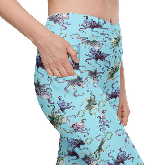 Premium Leggings: OCTOPUS SPLATS in Light Blue (XXS-6XL)