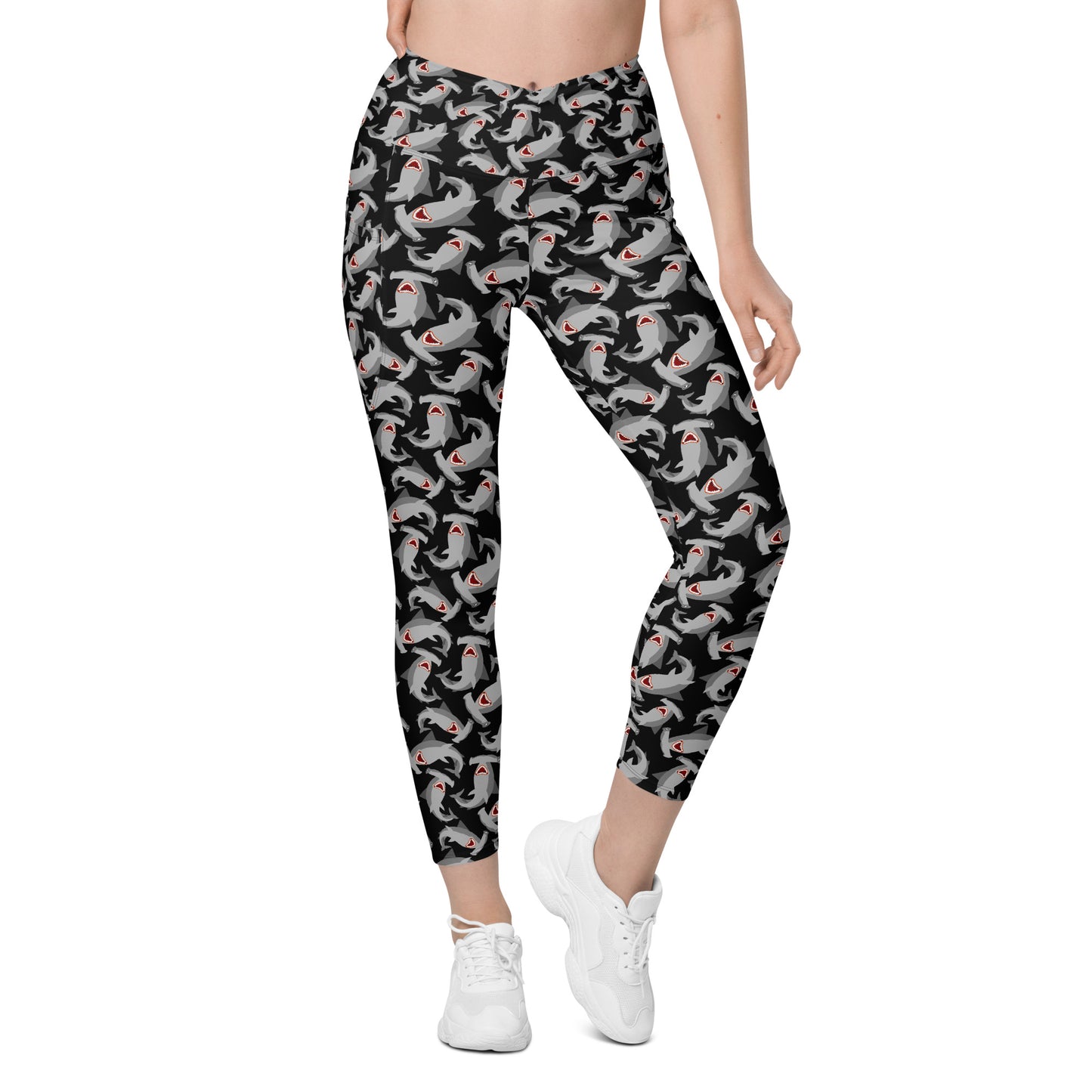 All-Over Print Recycled Crossover Leggings with Pockets