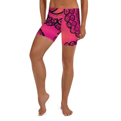 Mid-Rise Dive Shorts: Tentacle Twist in Pink Sunset (XS-3XL)