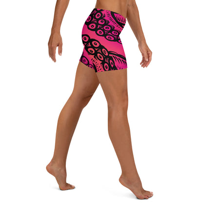 Mid-Rise Dive Shorts: Tentacle Twist in Pink Sunset (XS-3XL)