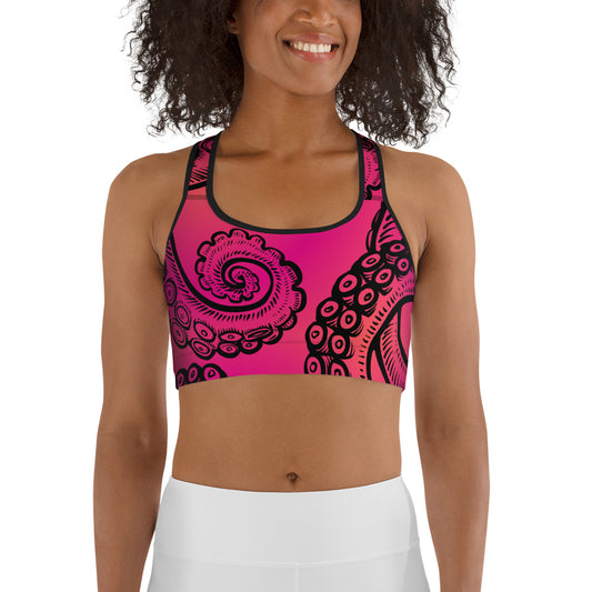 Tentacle Twist: Swim Bra Top in Pink Sunset