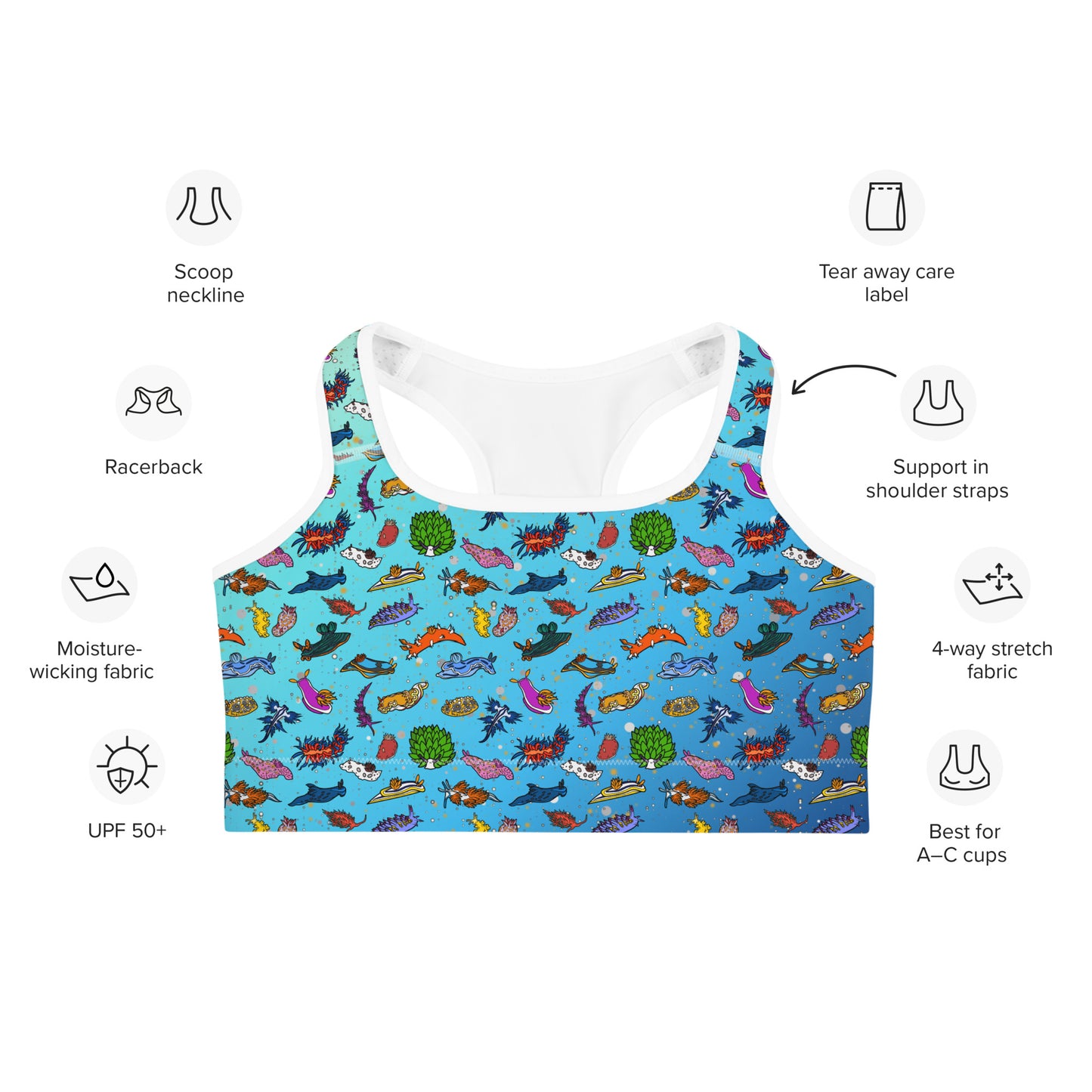 Swim bra: Nudibranch in Tropical Seas (XS-2XL)