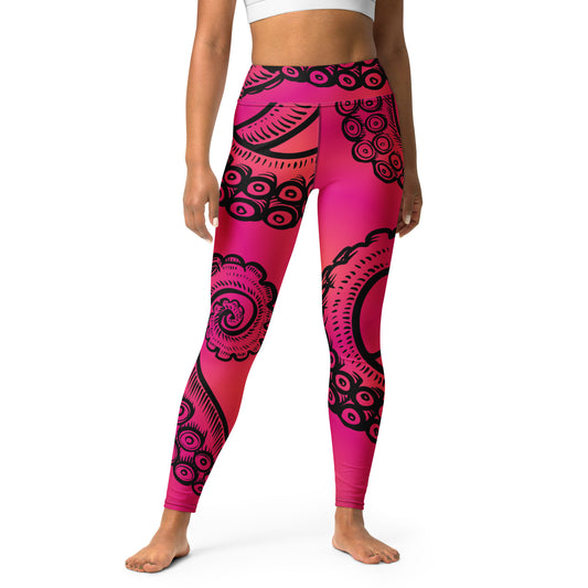 High-Waist Leggings: Tentacle Twist in Pink Sunset (XS-XL)